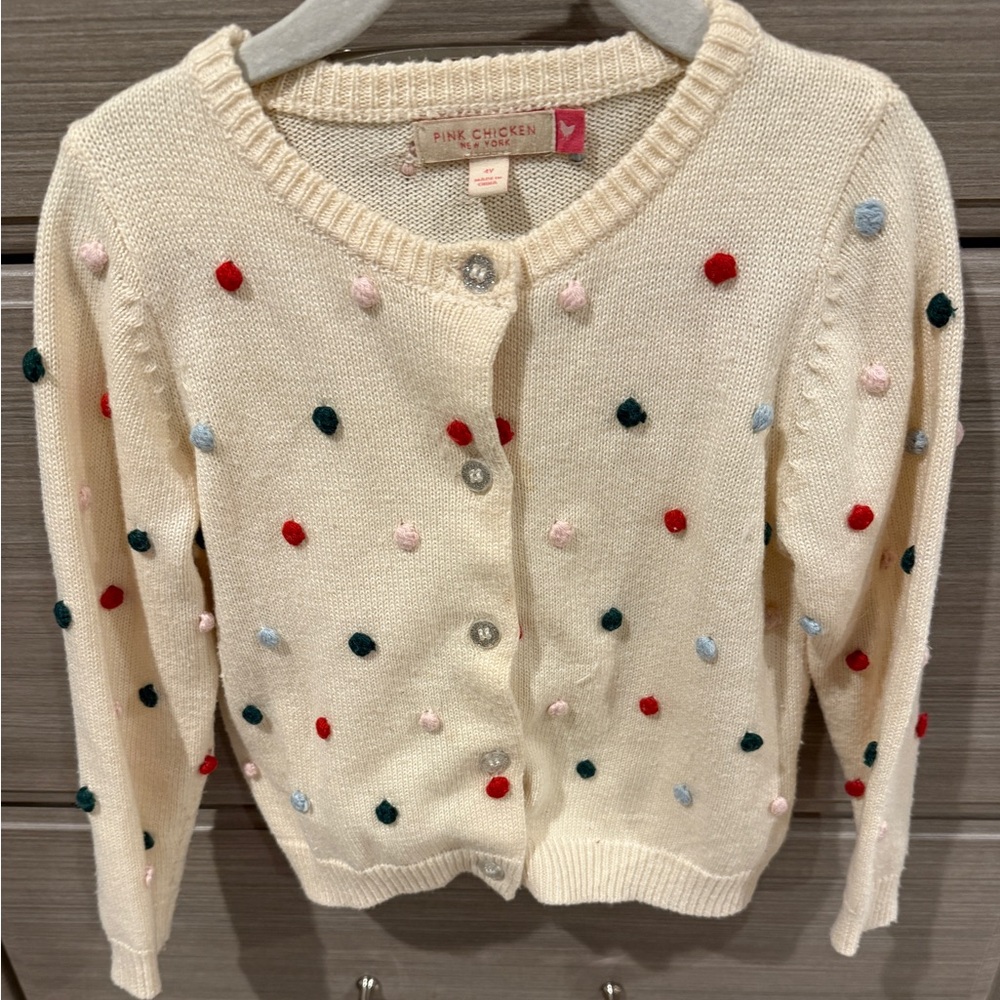 Pink Chicken Ivory Sweater with Multicolored Accents